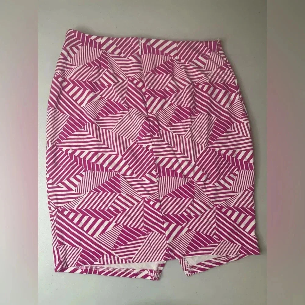 Ambar Geometric Print Tulip Pencil Faux Wrap‎ Skirt Size 8